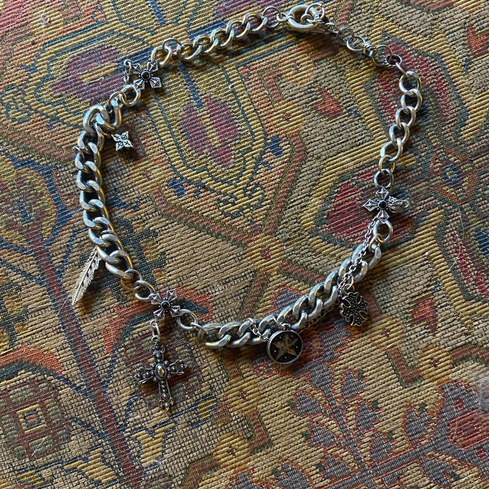 Silver goth charm necklace